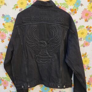 Harley davidson embossed eagle denim jacket